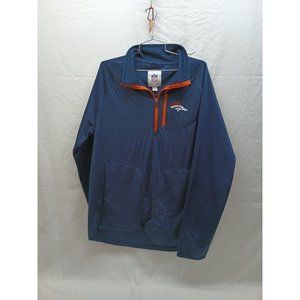 Men'sBlue 1/4 Zip Pullover With Pockets Denver Broncos Embroidery Sz XL GIII NFL